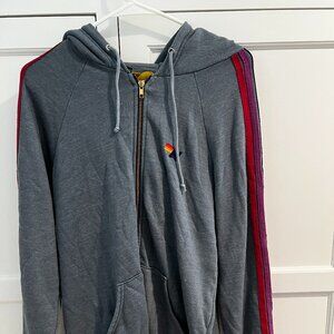 Aviator Nation - Grey w/stripes hooded sweatshirt - size Large